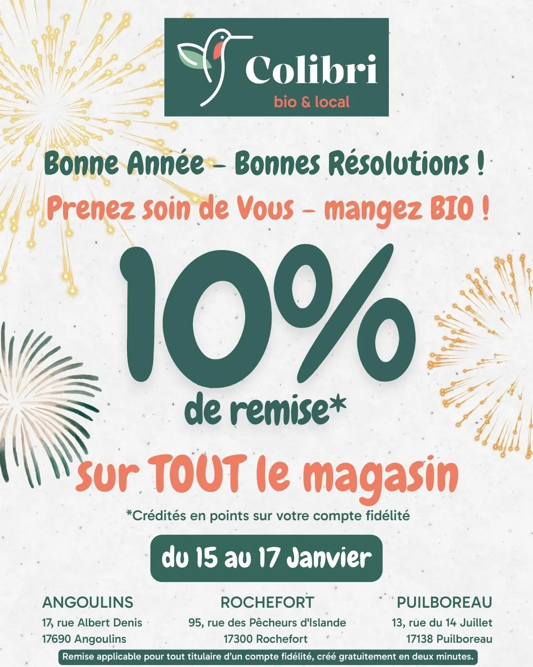 Bonnes résolutions : 10 % sur tout le magasin