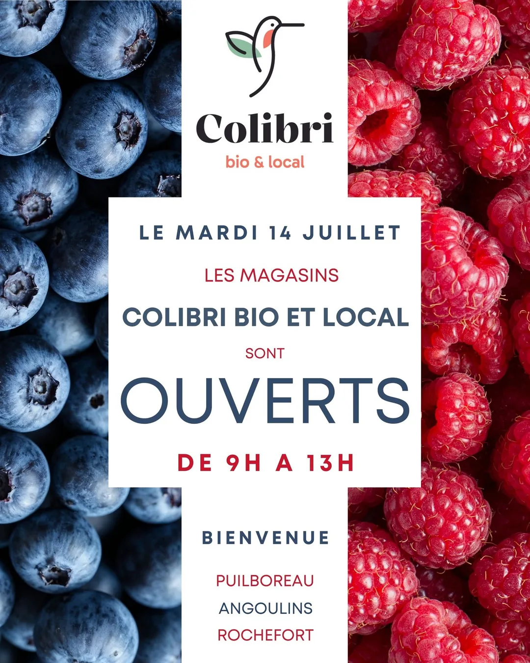 Le 14 juillet, ouverts de 9 h à 13 h