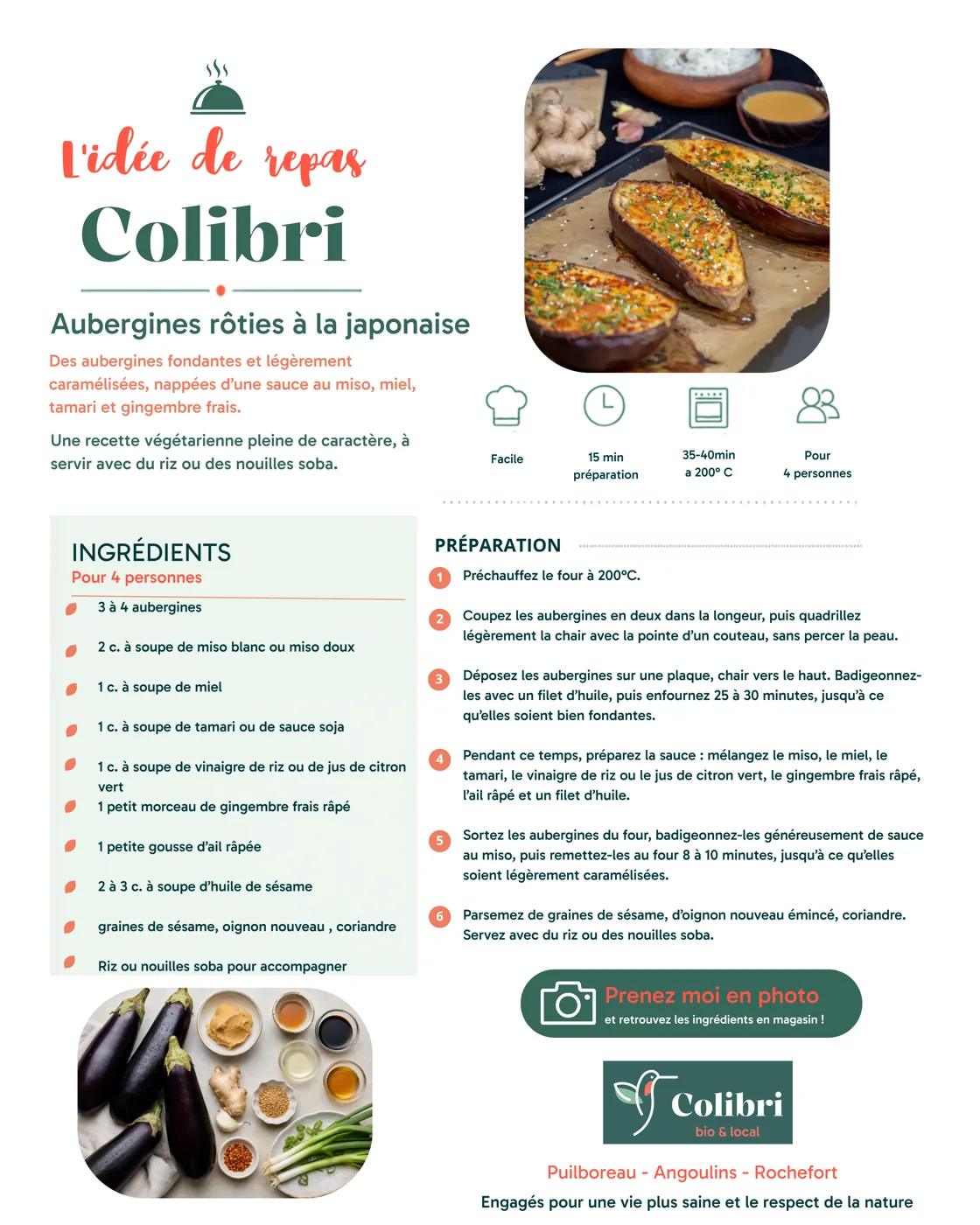 Fiche recette : Aubergines rôties à la japonaise