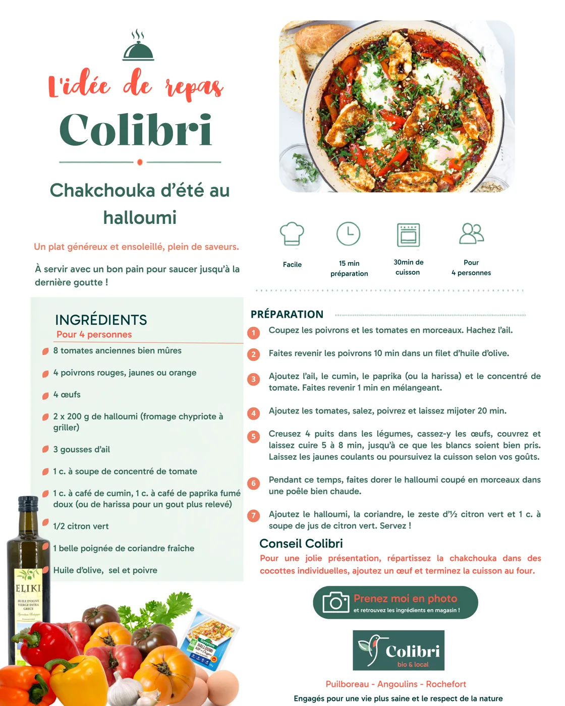 Fiche recette : Chakchouka d'été au halloumi
