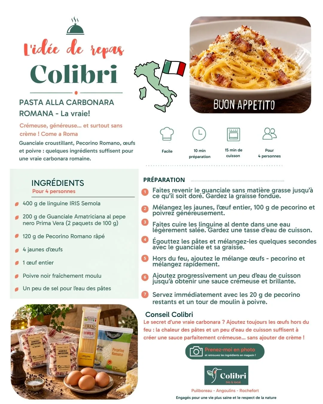 Fiche recette : Pasta alla carbonara romana, la vraie !