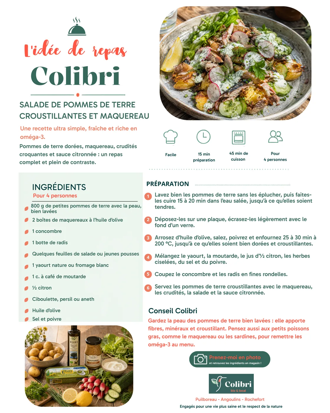 Fiche recette : Salade de pommes de terre croustillantes et maquereau