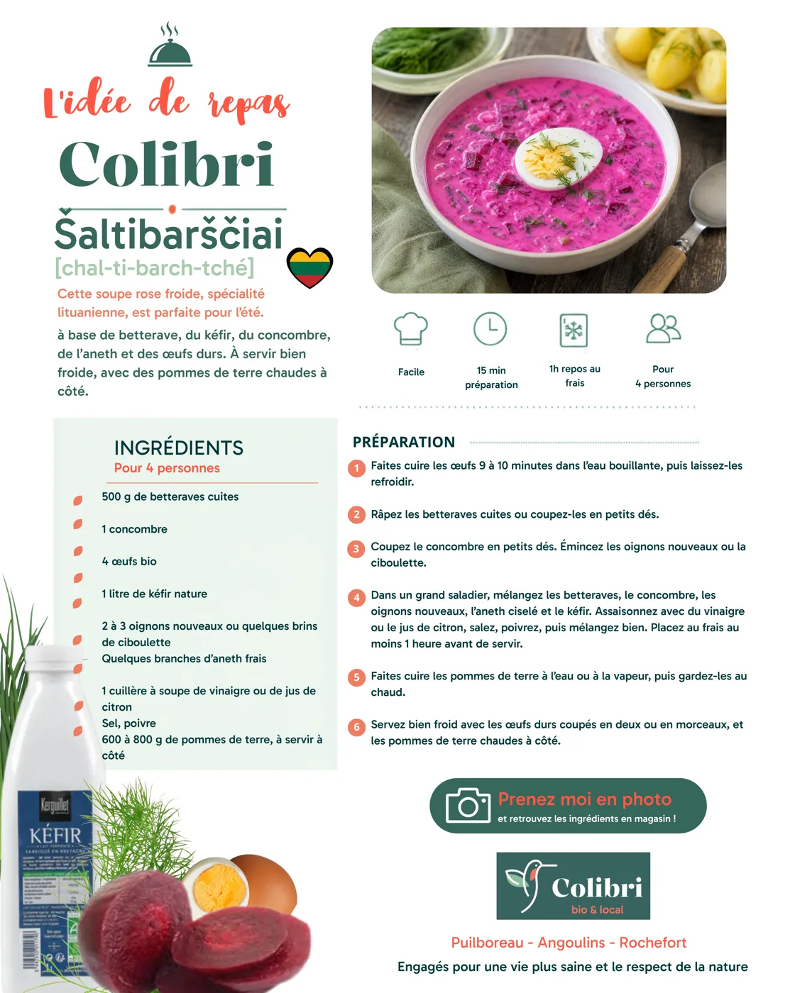 Fiche recette : Šaltibarščiai, la soupe rose lituanienne