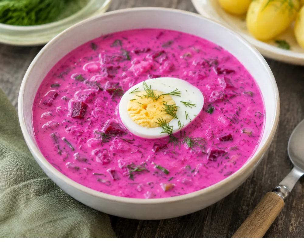 Šaltibarščiai, la soupe rose lituanienne